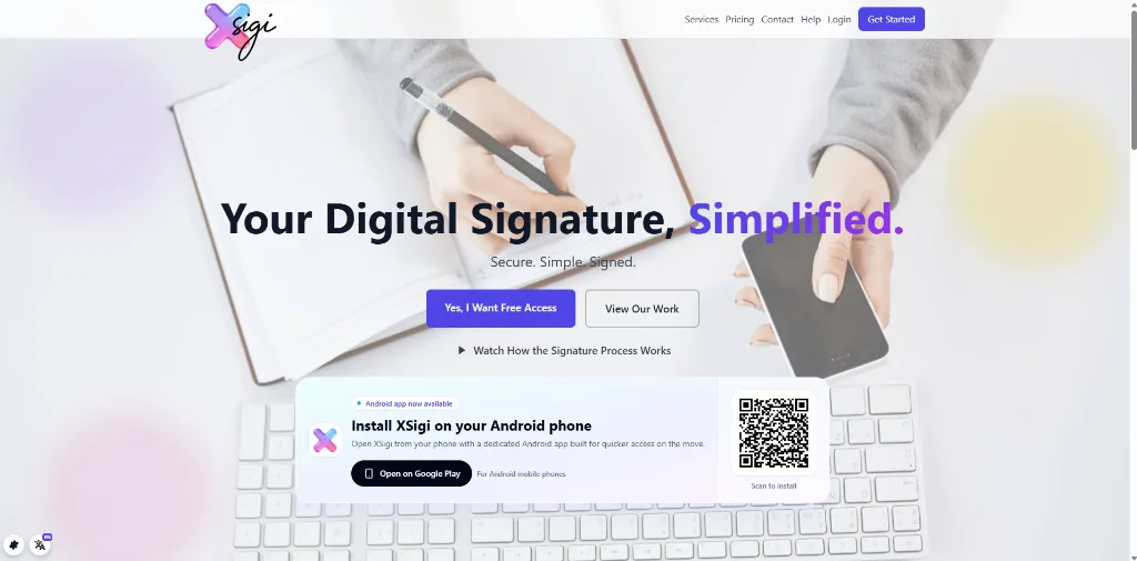 MiniPage business website for Digital Signature and AI Contract Designer