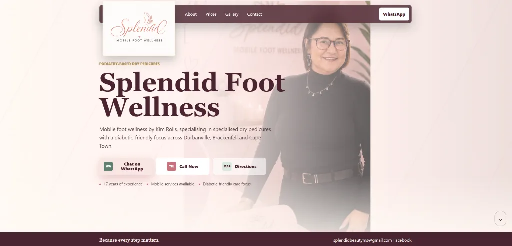 MiniPage business website for Splendid Foot Wellness