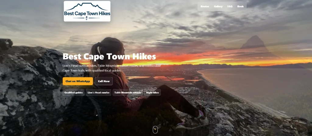 MiniPage business website for Best Cape Town Hikes