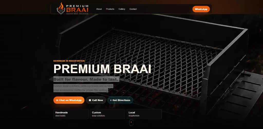 MiniPage business website for Premium Braai